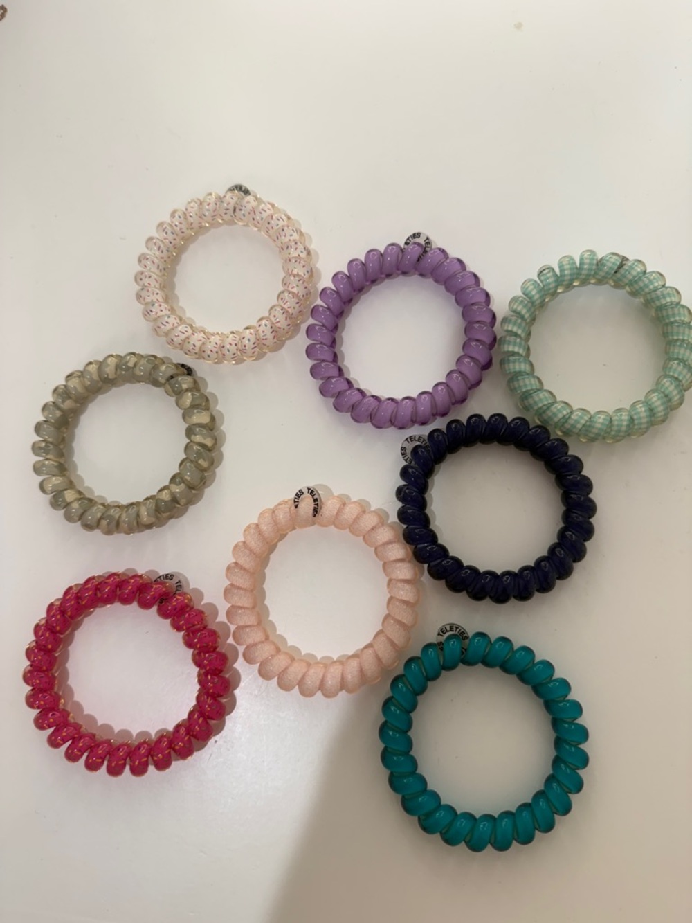 teletie Assorted Spiral Coil Hair Ties - Set of 9 in Pastel and Jewel Tones